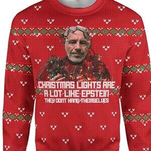 Jeffrey Epstein Christmas Lights Hang Holiday Ugly Sweater Shirt Extra Large XL